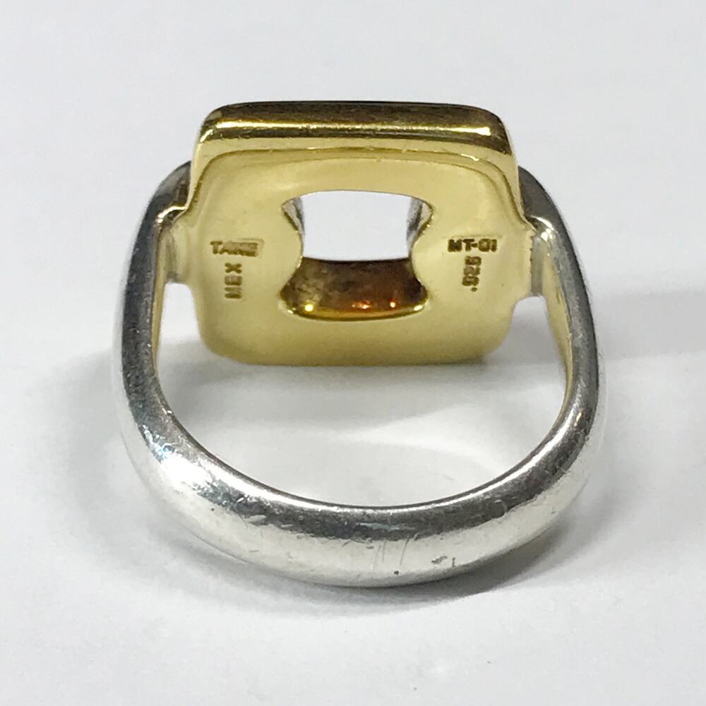 VTG Tane Mexico Two Tone Gold Plate Sterling Silver Modernist Puffy Chunky Ring - Picture 16 of 16
